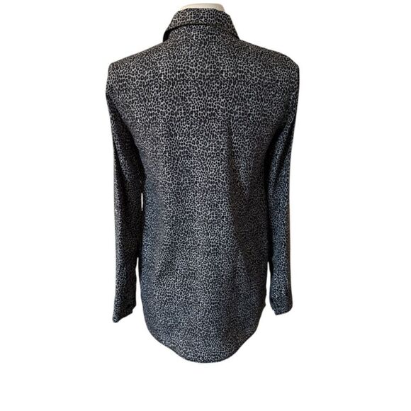 Michael Kors Leopard Print Blouse‎ Small Zip Front Long Sleeve Animal Print - Picture 6 of 6